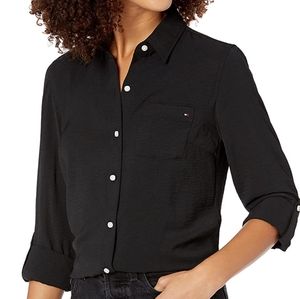 2/$35 NEW No Tags Tommy Hilfiger Women's Long Sleeve Roll Tab Button Down Shirt